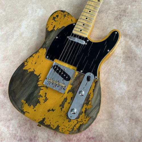 Custom Yellow TL Relic Electric Guitar Fixed Bridge S Pickups 6 String 21Frets
