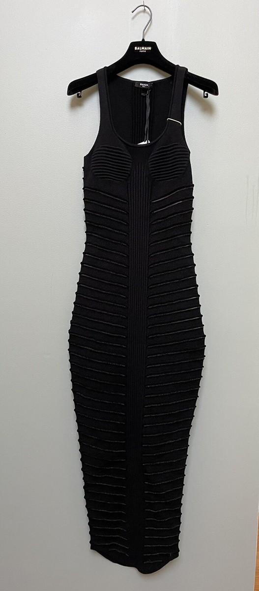 NWT $3095 Balmain cut-out detail knitted long dress size 36FR | eBay
