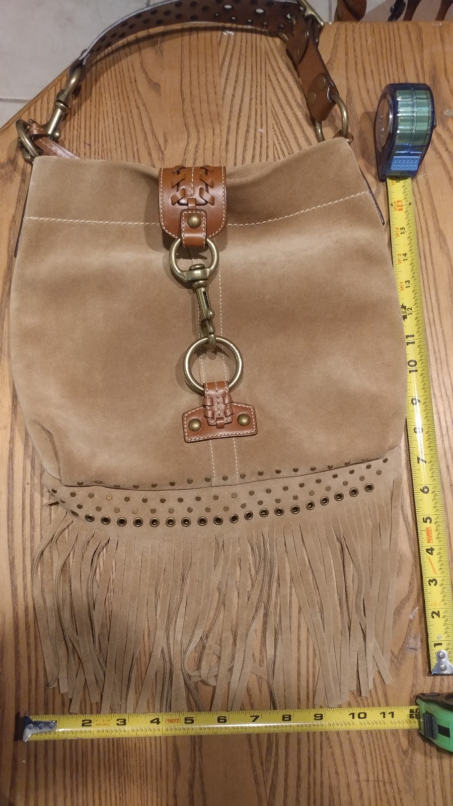 Coach tan suede bag with fringes and 
