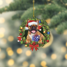 French Bulldog Christmas Wreath Ornament, French Bulldog Christmas Ornament