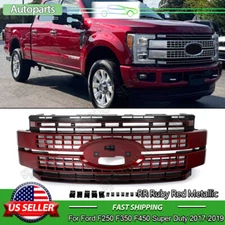 Front Bumper Grille Assembly Ruby Red For 17-19 Ford F250 F-350 F450 Super Duty
