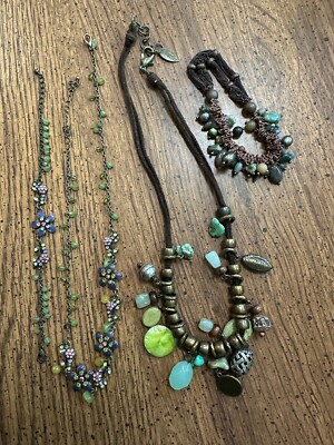 Necklaces and Bracelets - Two of Each  - Greens, blues, browns - Just Beautiful!