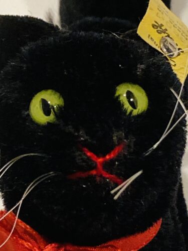 Steiff Black Cat VTG 1950s Germany All Tags 2860.14 Halloween Tomcat Original C9 - Picture 6 of 10
