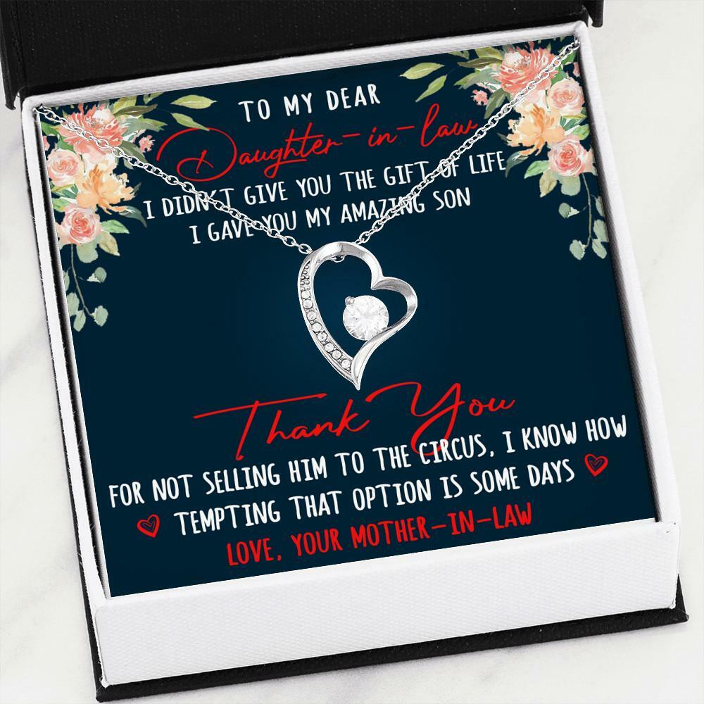To My Daughter-In-Law Birthday Gift Forever Love Heart Necklace For Mother'S Day