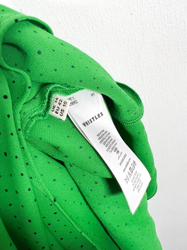 Whistles Skirt Size 14 Green Midi Maxi Micro Spot Buttoned Long Spotty Polka Dot - Image 3 of 4