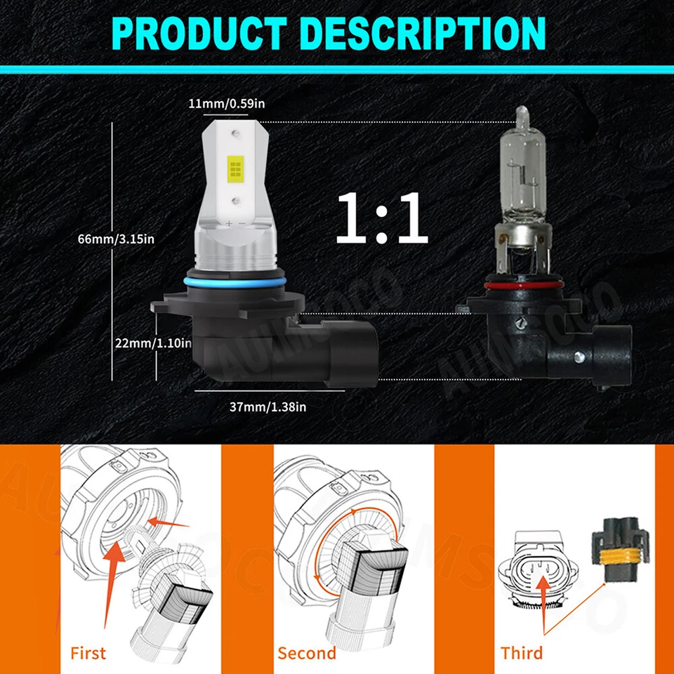 For Jeep Grand Cherokee 2014-2018 LED Headlight Bulbs Kit Hi/lo Beam + Fog Light - Image 2 of 4