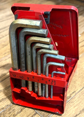 Snap On Tools METRIC Hex L-Shaped Key Set Lot Allen Wrench Red Box Case Tray