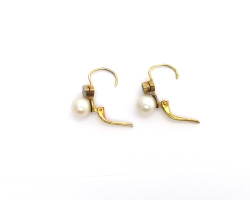 VINTAGE OHRRINGE GOLD 585 DIAMANTEN AKOYA PERLEN 5,9 MM Ø JG 940100040700012 - Bild 2 von 5