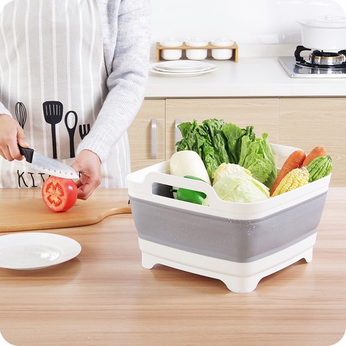 Lavello cucina pieghevole lavabo scarico plastica lavabo cestello alimenti