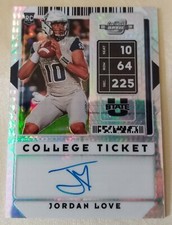 2020 Panini College Ticket Optic Hyper JORDAN LOVE RC On-Card Auto #/20 Packers