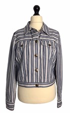 Philosophy Di Lorenzo Serafini Blue Stripe Canvas Jean Jacket - Uk Size 12
