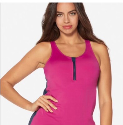Ruby Ribbon zip front sport demi tank size 40 In orchid/french