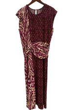 IMAN Women's Global Chic Printed Knit Drape Midi Dress Wine