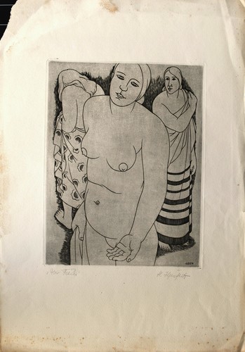 Heinrich Ilgenfritz Kupferstich Drei Frauen Orig signiert Nachlassstempel um 192 - Bild 4 von 5