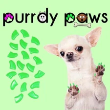 Soft Nail Caps For Dog Claws ( NEON GREEN ) * Purrdy Paws * 6 Sizes up to XXL