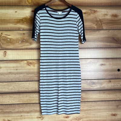 LuLaRoe Julia Dress Womens Medium Striped T-Shirt Short Sleeve Bodycon Stretch