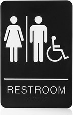 ADA Braille Unisex Bathroom Signs,9 x 6 Inches Restroom Signs with Self-Adhes...