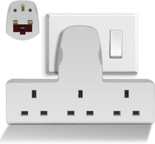 3 Way Plug Extension Socket with 13 A Fuse UKCA Certified 3 Outlet Multi Plug