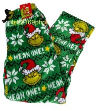 THE GRINCH MEAN ONE Plush FLEECE LOUNGE SLEEP PJ PAJAMA PANTS Men  s S M L New