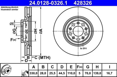2x ATE Bremsscheibe 24.0128-0326.1 für ALFA STELVIO GIULIA 952ACA25 949 AXA2A