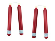 12  Martial Arts Dipped Foam Nunchucks Pair 2-pack, Red w/ Glitter Silver