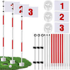 3 Pack Golf Flagstick 6Ft Putting Flag Golf Hole Cup Pole Pin Numbered Flags for