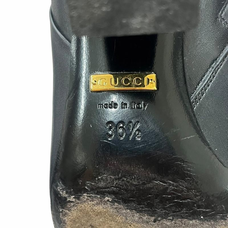 GUCCI Short Belt Design Leather Boots Size:36.5/JP:23.5 Black 141194K Authentic thumbnail 6