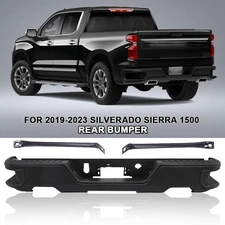 New Rear Step Bumper Black For 2019-2023 Silverado Sierra 1500 w/o Sensor Holes