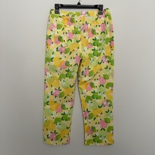 Vintage Lilly Pulitzer Women's 8 Cropped Pants Lemon Limes Pink Green Yellow