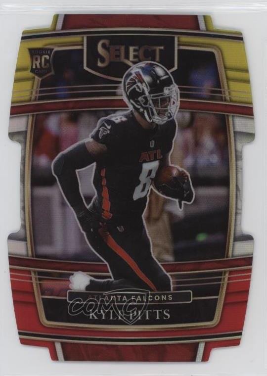 2021 Panini Select Concourse Red & Yellow Prizm Die-Cut Kyle Pitts #46 Rookie RC