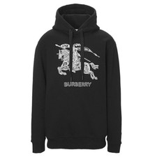 Burberry Embroidered Logo Hoodie Black Size S