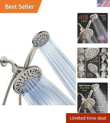 7'' Rainfall Shower Head Combo with 3-Way Diverter & Easy Tool-Free Installation