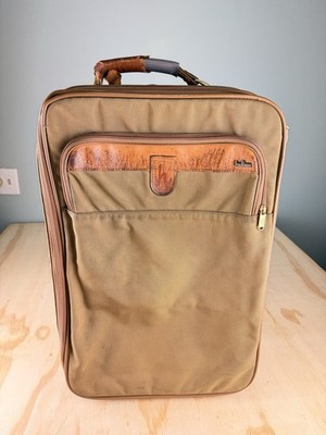 HARTMANN Rolling Garment Bag Softside Nylon Leather Trim Luggage Brown
