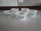 Vtg. Fire King Blue Heaven Atomic Custard Dessert Cup Ramekin  Milk Glass X5