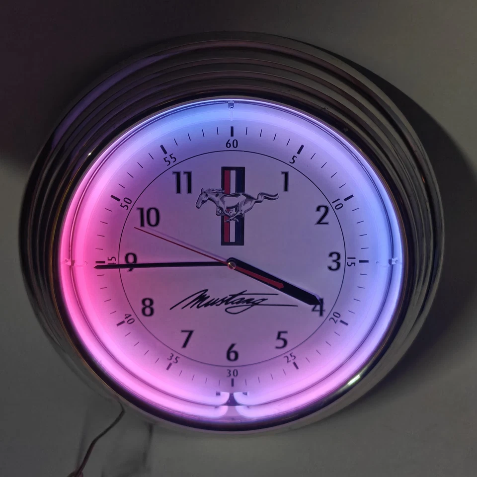 Reloj de pared original Ford Mustang Taxor 2002 neón 15" Foto 3 de 4