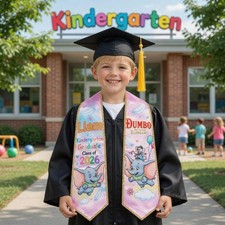 Custom Dumbo Elephant Graduation Stole, Class Of 2026 Kindergarten Grad Sash