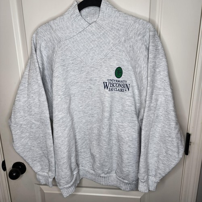 #ad Wisconsin Eau Claire Sweatshirt Mens XL Gray Crewneck Pullover University Place $26.99