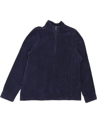 L.L.BEAN Damen-Fleecepullover mit Reißverschluss am Ausschnitt UK 16 Large marineblau Polyester BV14