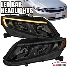 Smoke Headlights Fits 2012-2015 Honda Civic Coupe Sedan Led Bar Lamps Switchback Smoke Headlights Fits 2012-2015 Honda Civic Coupe Sedan Led Bar Lamps Switchback