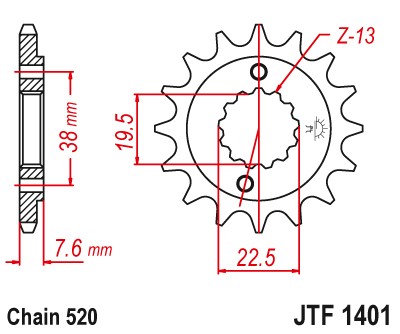 Piñón delantero para Kawasaki 2003 04 05 06 KFX400 KFX 400 JT 13T JTF1401.13 - Imagen 2 de 2