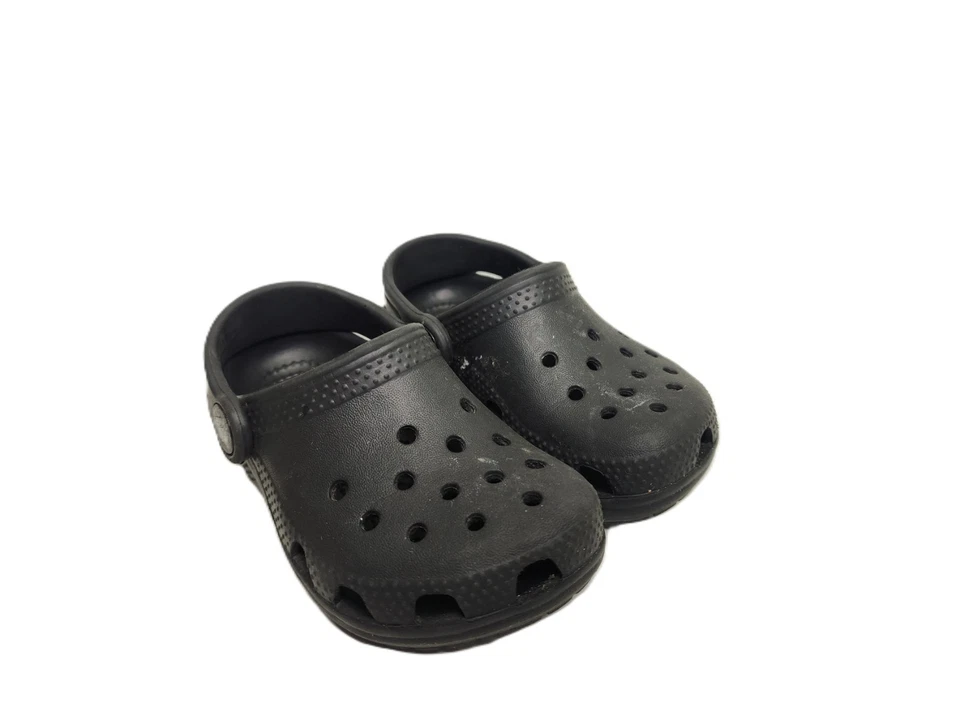 Crocs Classic Littles Clogs Slip On Sandals Shoes Solid Black Mens Size 7 - Imagem 4 de 4