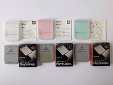PS1 MEMORY CARD SCPH-1020 Grey Boxed Sony Playstation Official 3 Set Lot Tested