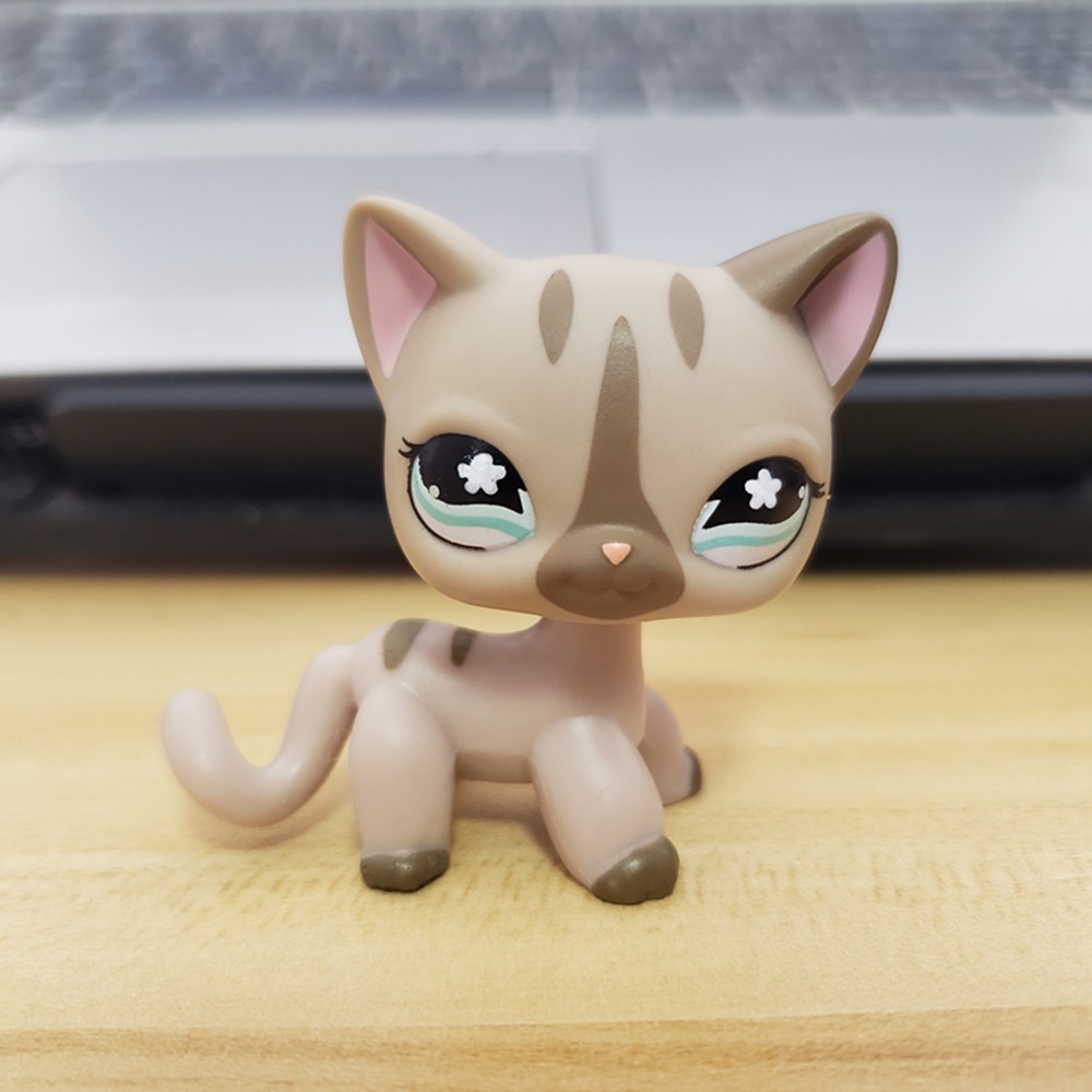 Mini Pet LPS Collection #468 Short Hair Cat Rare Grey Kitten Toy