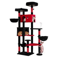 Gothic Cat Tree, 75  Extra Large Cat Tower w/2 Plush Perches, 2 Condos, Hammock