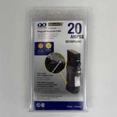 Square D QO120PCAFIC 20A Single-Pole Plug-On Neutral Combination CAFI Breaker