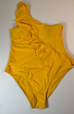 Verano Playa XL Ruffle One Piece Swimsuit Yellow Bathing Suit Beach Pool