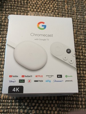 Google Chromecast w/Google TV 4K Media Streamer Snow White WiFi Used Once 