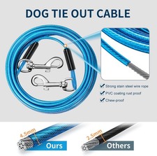 Dog Tie Out Cable, 30 FT Heavy Duty Dogs Lead Cable with Detachable Shock Spr...
