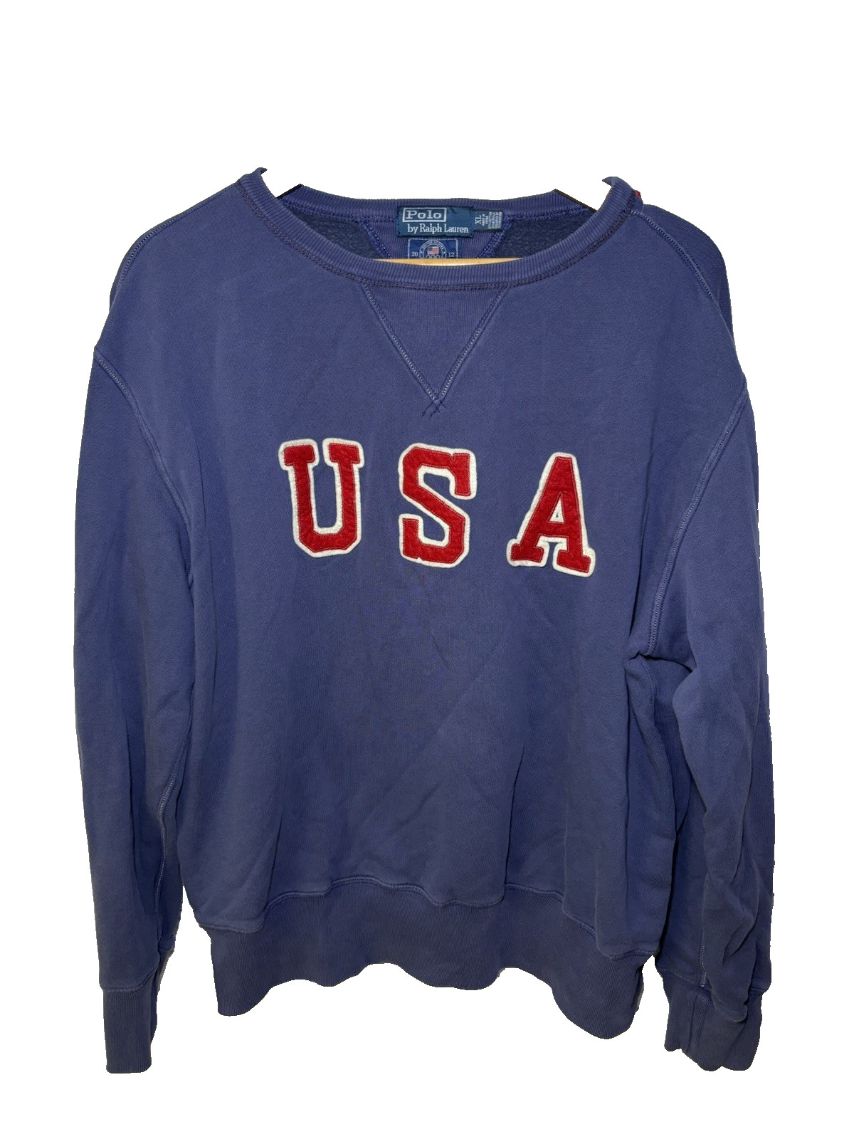 RARE Vintage Polo Ralph Lauren Crewneck Sweatshirt USA Big Logo Appliqué XL