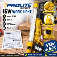 Pro-lite 15f-25 15w Flurescent Work Light 25ft Cord 120v Portable Utility Lamp